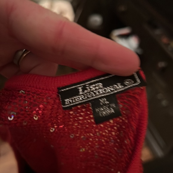 Bright red sparkly top. - Picture 2 of 3